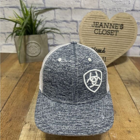 Ariat Mens Adjustable Mesh SnapBack  Logo Cap Hat (Heather Navy/White, One Size) - Picture 10 of 10